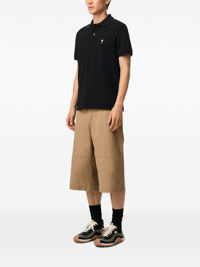 Ami Paris Polo Micro Ricamo Cuore Uomo Nero 2