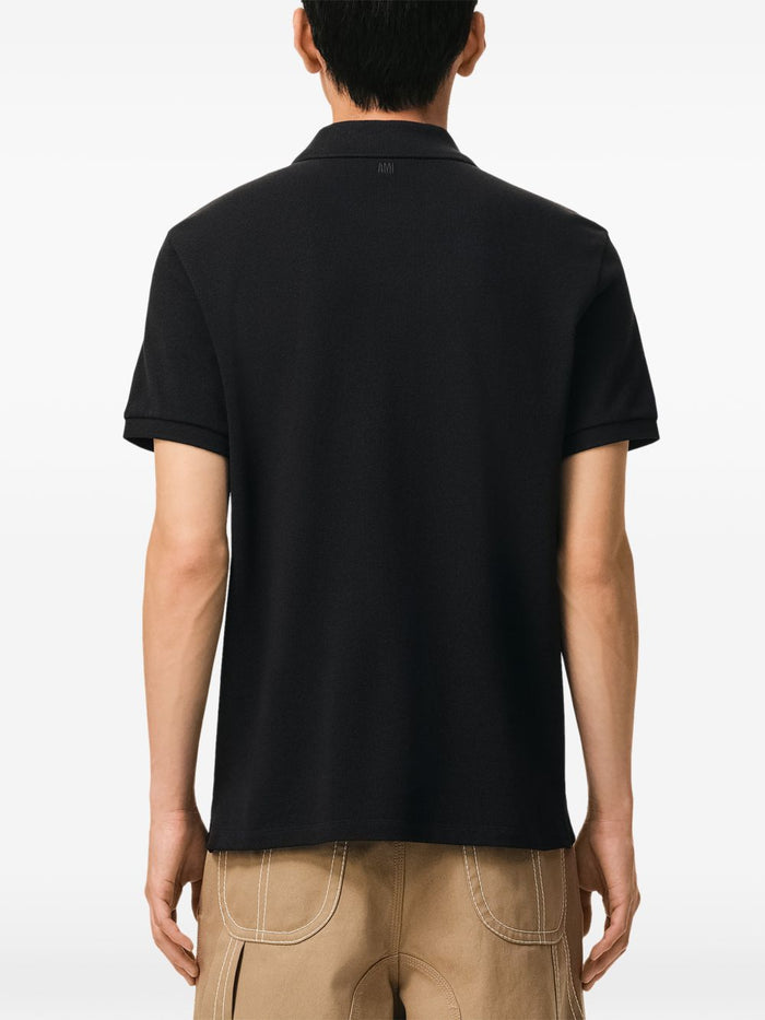 Ami Paris Polo Micro Ricamo Cuore Uomo Nero 3