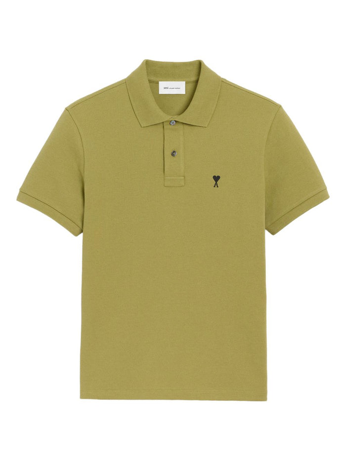 Ami Paris Men's Green Heart Micro Embroidery Polo 5