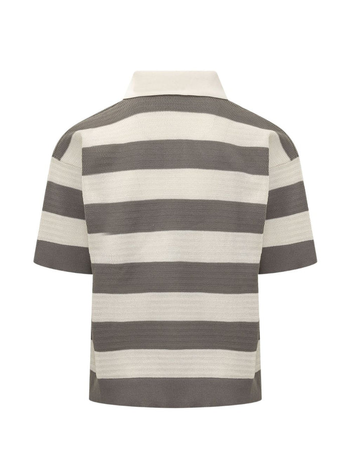 Ami Paris Polo Righe Uomo Bianco-Grigio 2