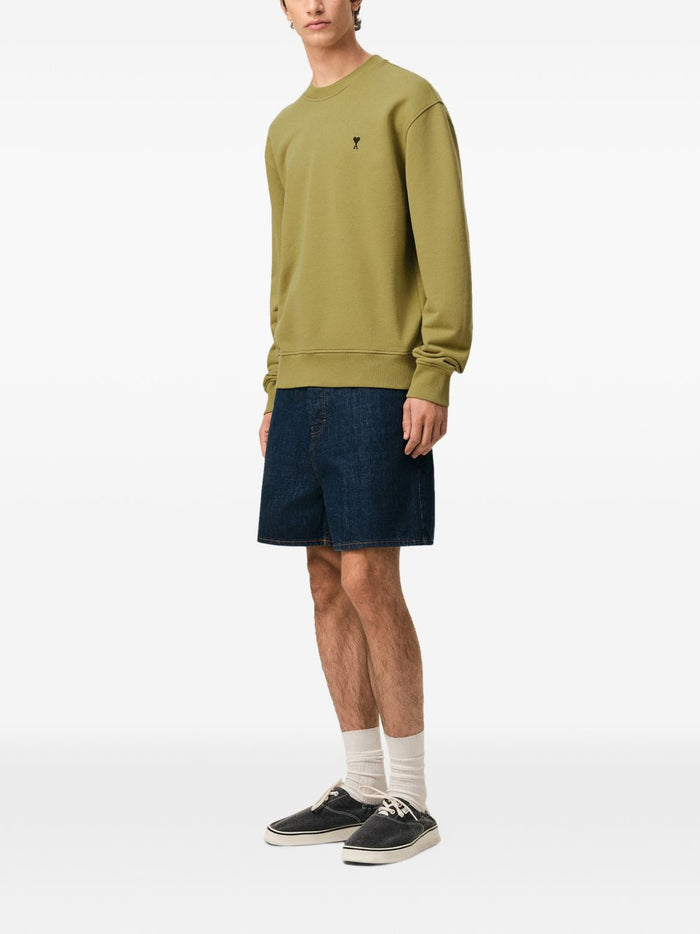 Ami Paris Felpa Micro Cuore Uomo Verde 1