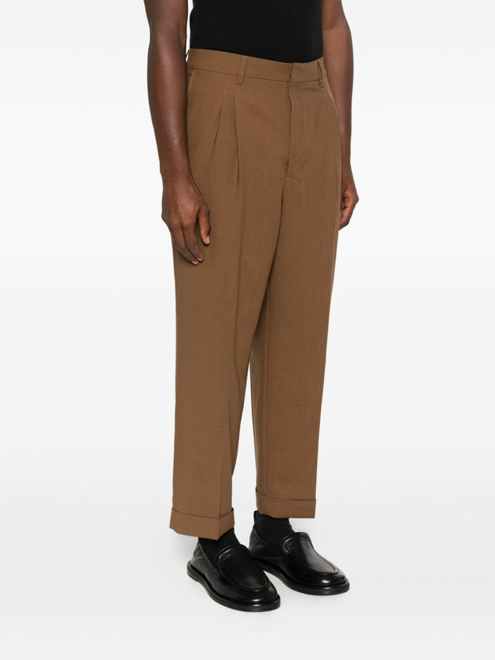 Ami Paris Men's Brown Double Pleat Trousers 1