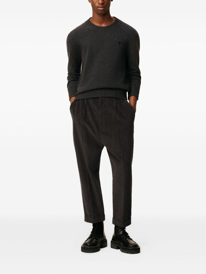 Ami Paris Pantalone Uomo Velluto Millerighe Grigio 1