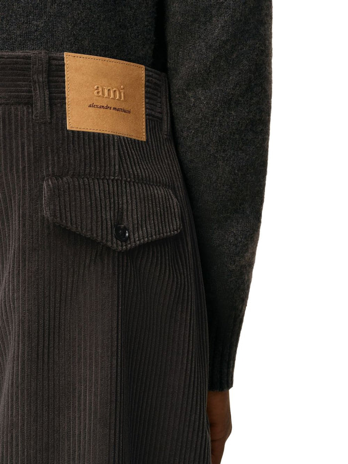 Ami Paris Pantalone Uomo Velluto Millerighe Grigio 5