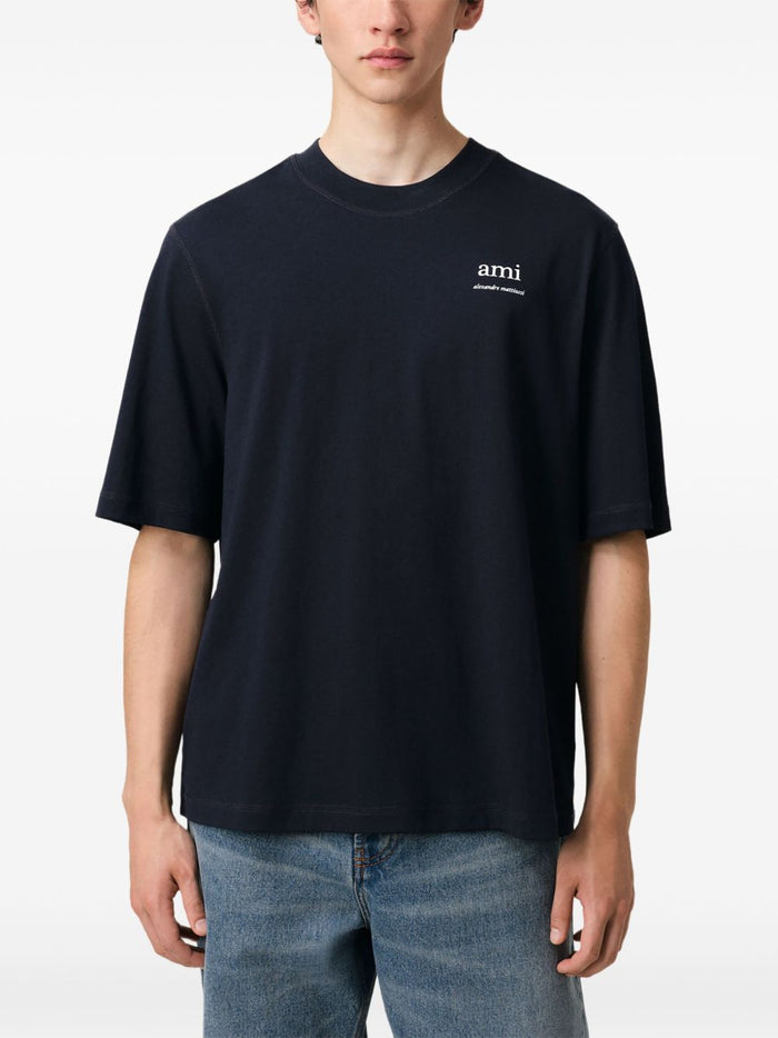 Ami Paris Uomo T-shirt Blu Stampa Logo 1