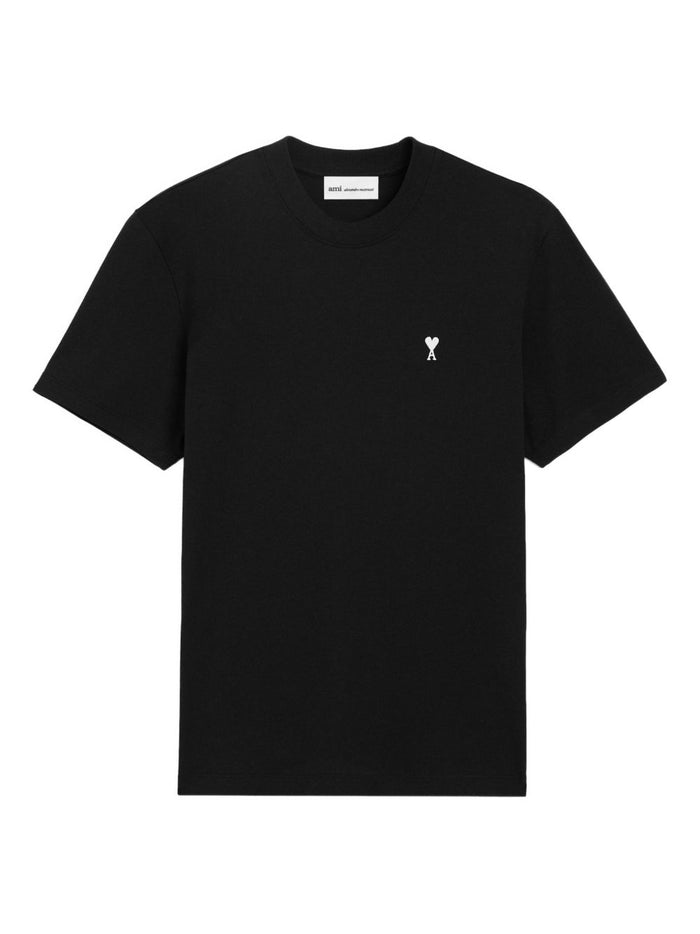Ami Paris Men's Black Micro Embroidered Heart T-Shirt 5