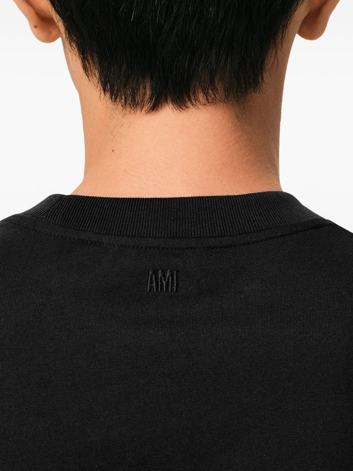 Ami Paris Men's Black Micro Embroidered Heart T-Shirt 4