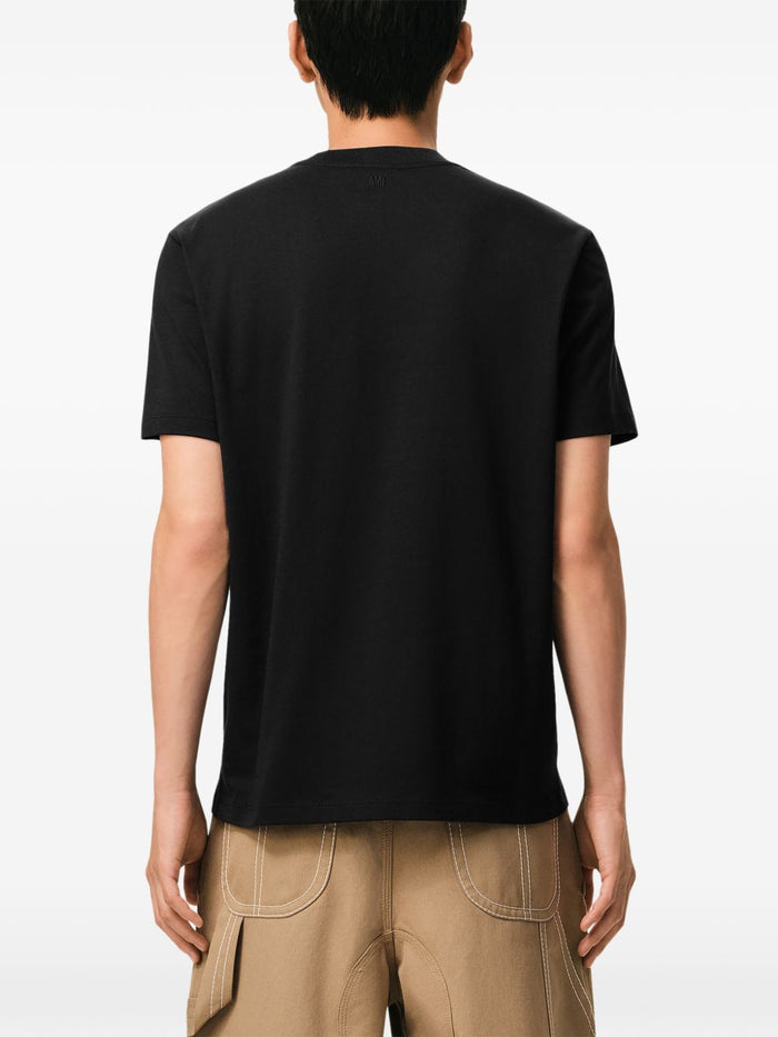 Ami Paris Men's Black Micro Embroidered Heart T-Shirt 3