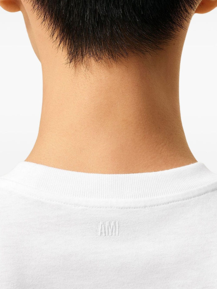 Ami Paris T-Shirt Cuore Nero Uomo Bianco 4