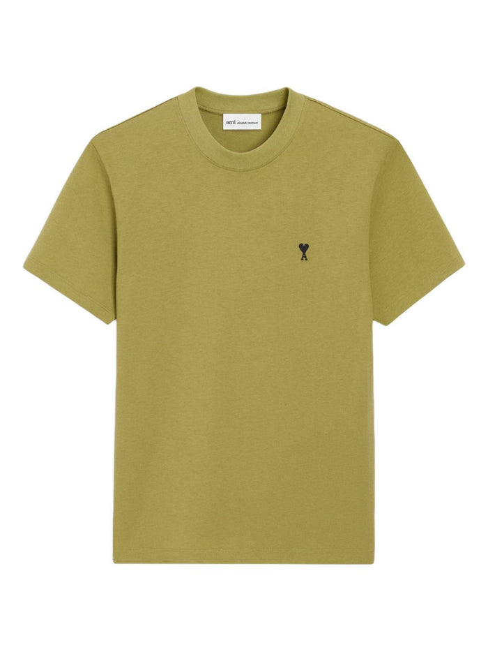 Ami Paris Men's Green Micro Embroidered Heart T-Shirt 5