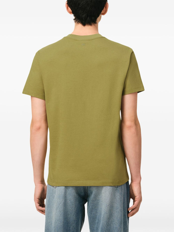 Ami Paris Men's Green Micro Embroidered Heart T-Shirt 3