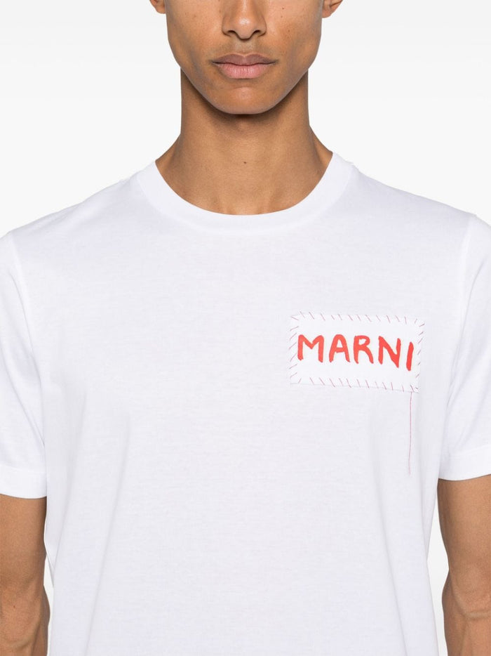 Marni T-shirt Bianco Uomo Patch Logo 4