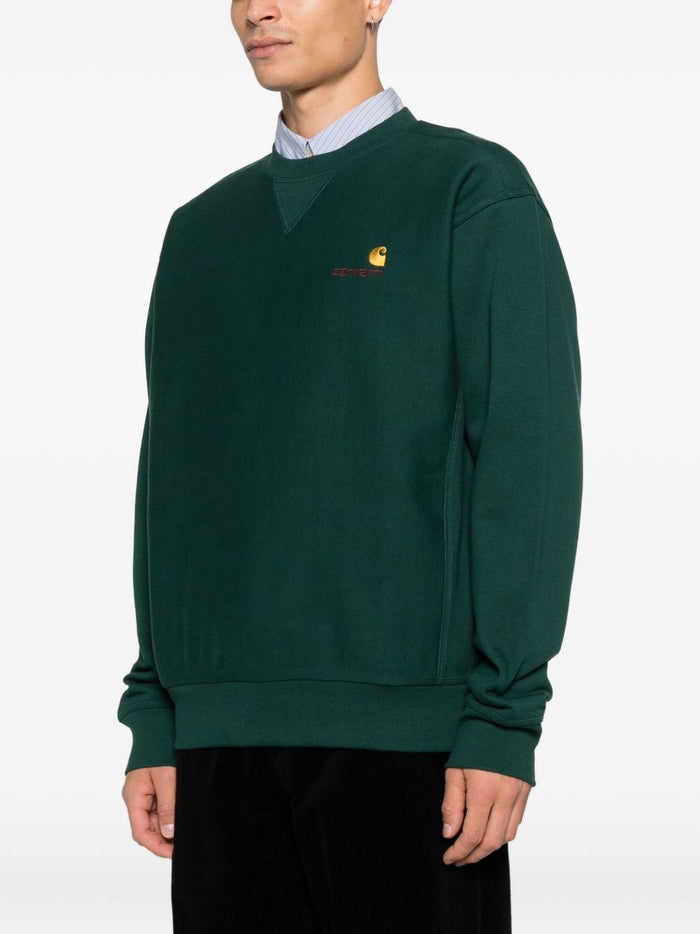 Carhartt Wip Herren – Sweatshirt mit amerikanischem Schriftzug in grün 1