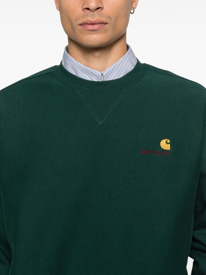 Carhartt Wip Herren – Sweatshirt mit amerikanischem Schriftzug in grün 4