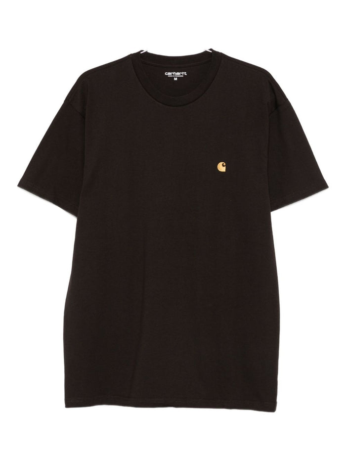 Carhartt Wip Herren T-Shirt Braun Micro Embroidery Logo C 1
