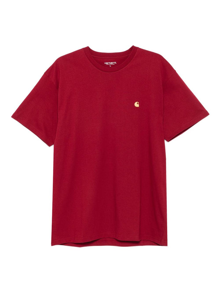 Carhartt Wip Uomo T-shirt Rosso Micro Ricamo Logo C 1