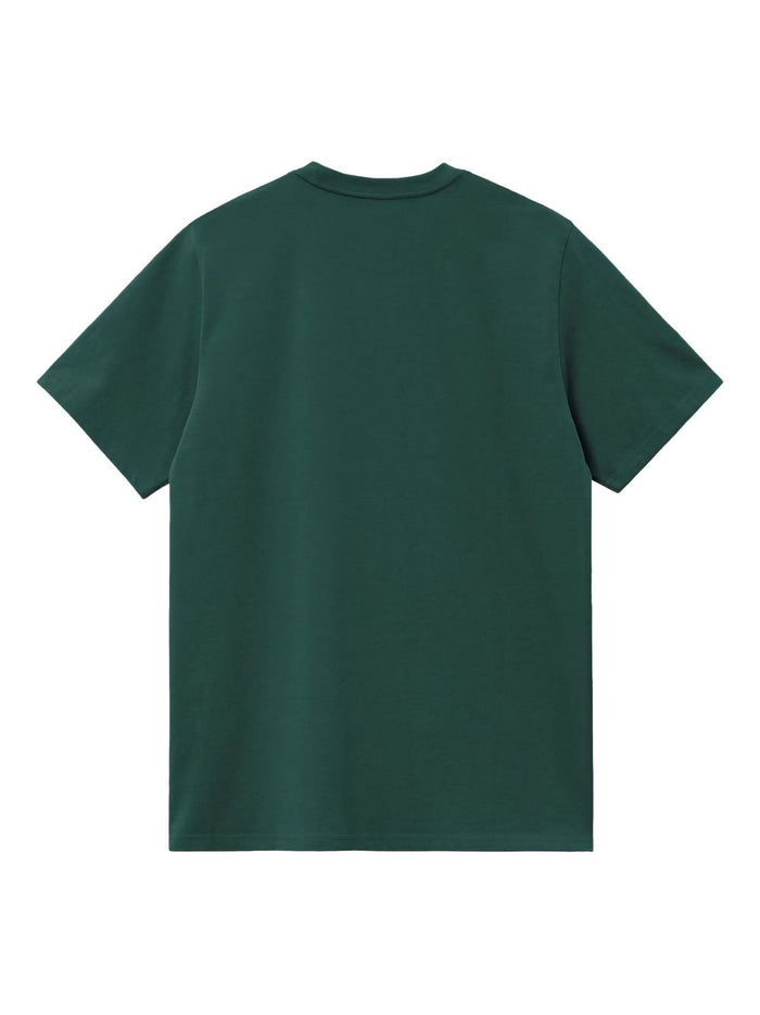 Carhartt Wip Men's T-Shirt Green Micro Embroidery Logo C 2