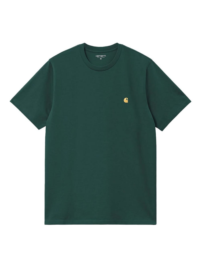 Carhartt Wip Men's T-Shirt Green Micro Embroidery Logo C 1