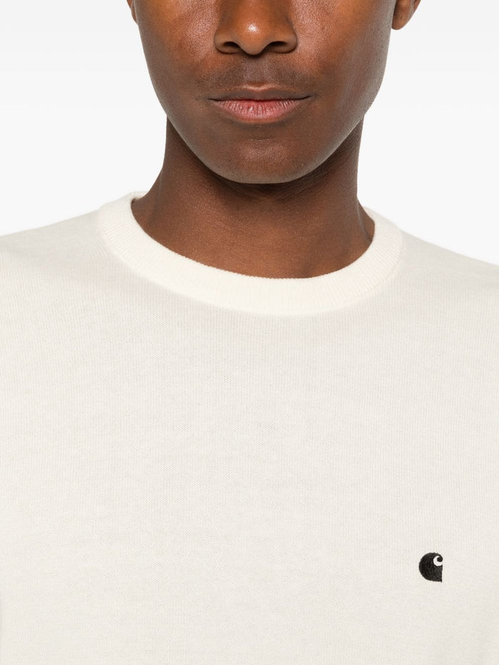 Carhartt Wip Felpa Ricamo Logo Uomo Bianco 4