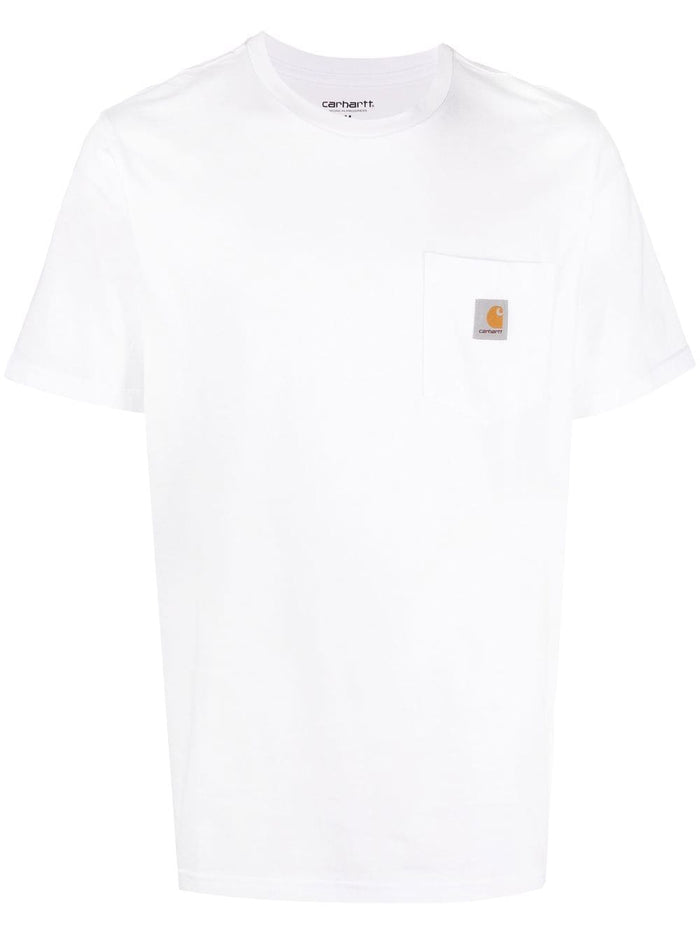 Carhartt Wip Uomo T-shirt Bianco Tasca Patch Logo 5