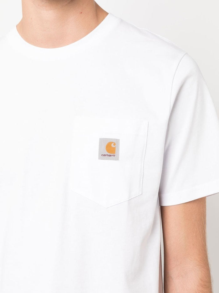 Carhartt Wip Uomo T-shirt Bianco Tasca Patch Logo 4