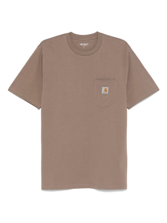 Carhartt Wip Uomo T-shirt Marrone Tasca Patch Logo 1