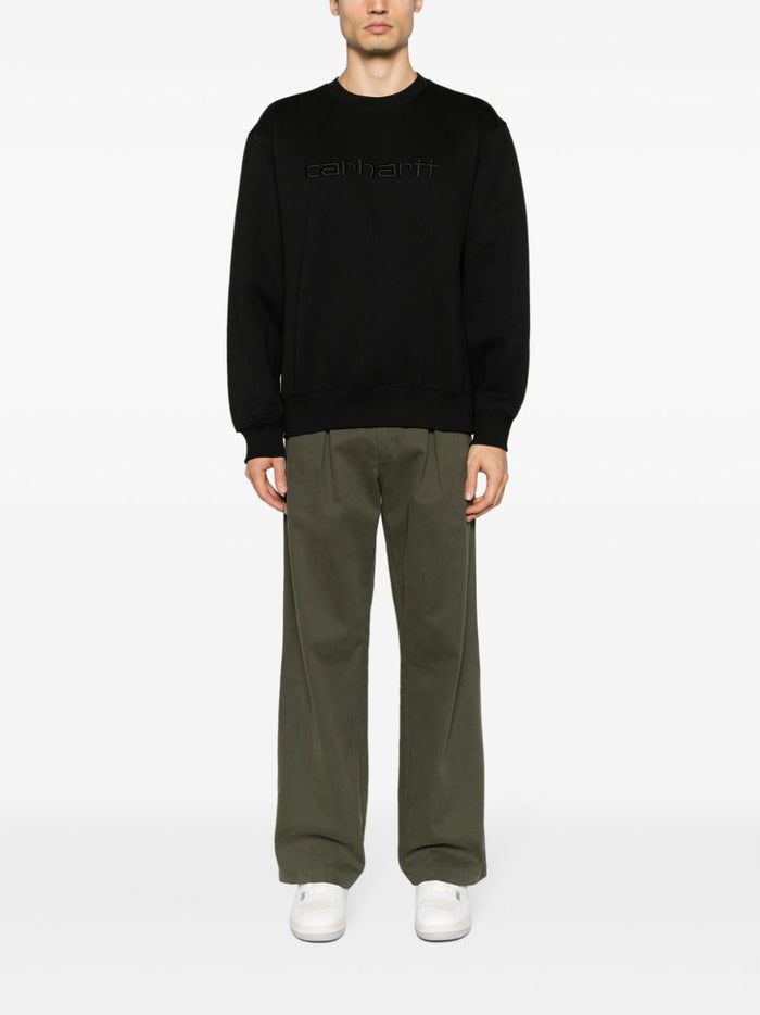 Carhartt WIP Chase Herren Sweatshirt Schwarz mit Ton-On Logo Stickerei 2