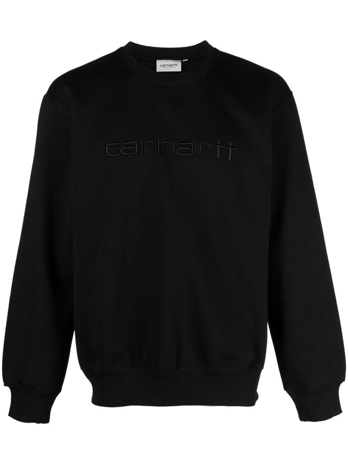 Carhartt WIP Chase Herren Sweatshirt Schwarz mit Ton-On Logo Stickerei 5