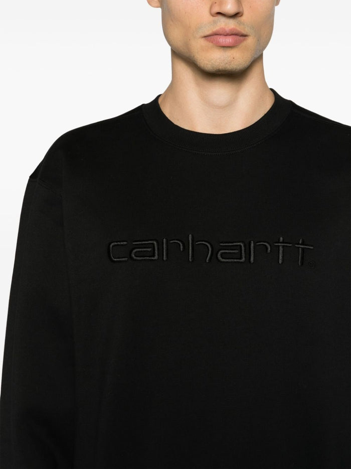 Carhartt WIP Chase Herren Sweatshirt Schwarz mit Ton-On Logo Stickerei 4