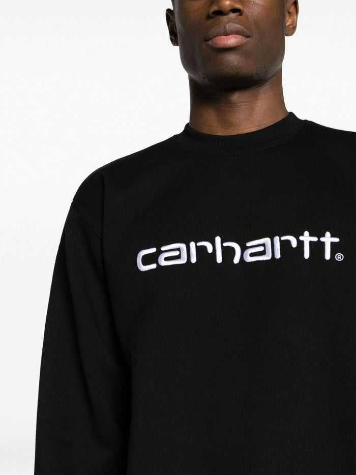 Carhartt Felpa Nero Uomo Ricamo Logo 4