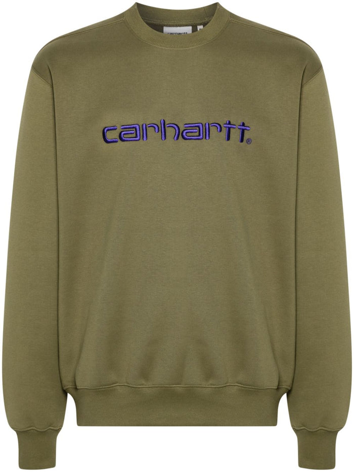 Carhartt Felpa Verde Uomo Logo Ricamato 5