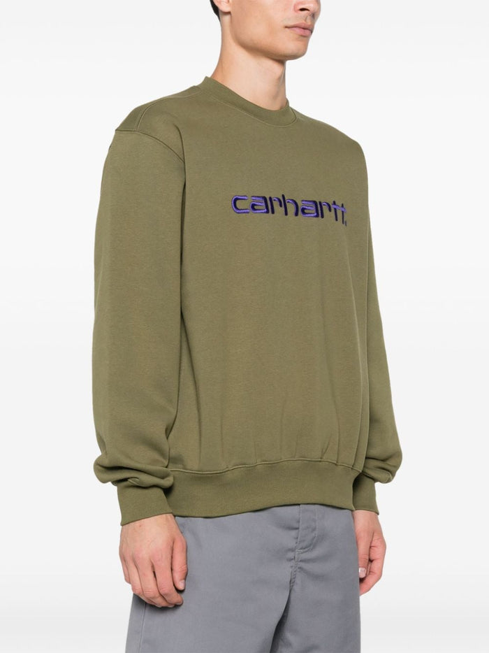 Carhartt Felpa Verde Uomo Logo Ricamato 2