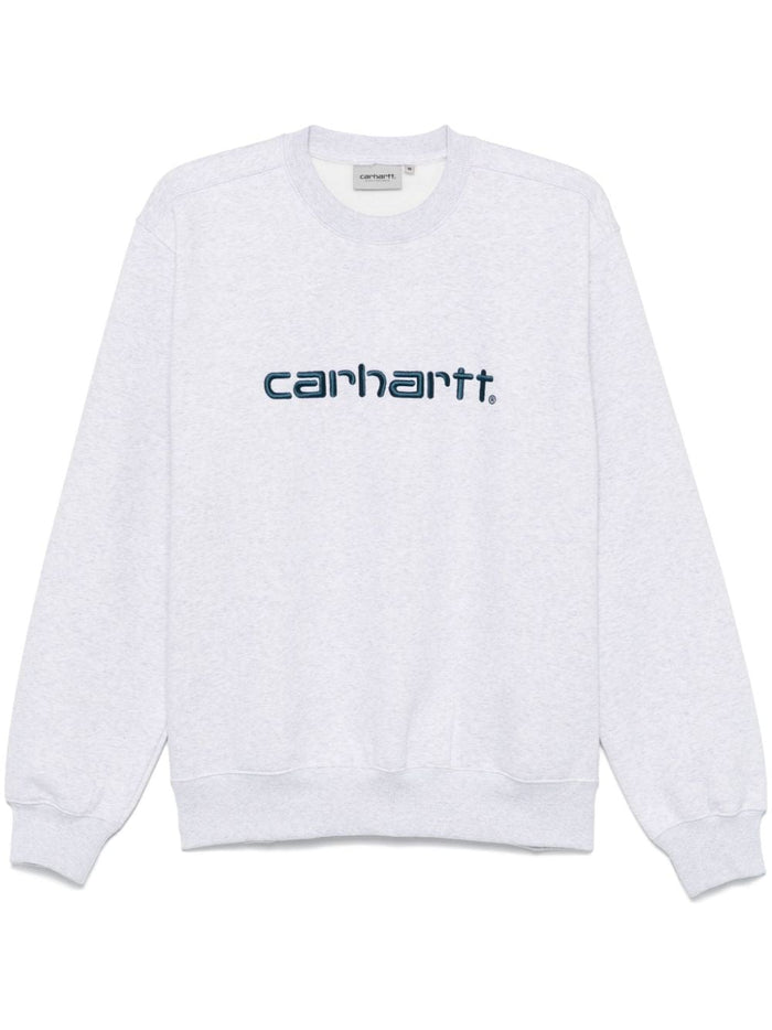 Carhartt Felpa Grigio Uomo Logo Ricamato 5