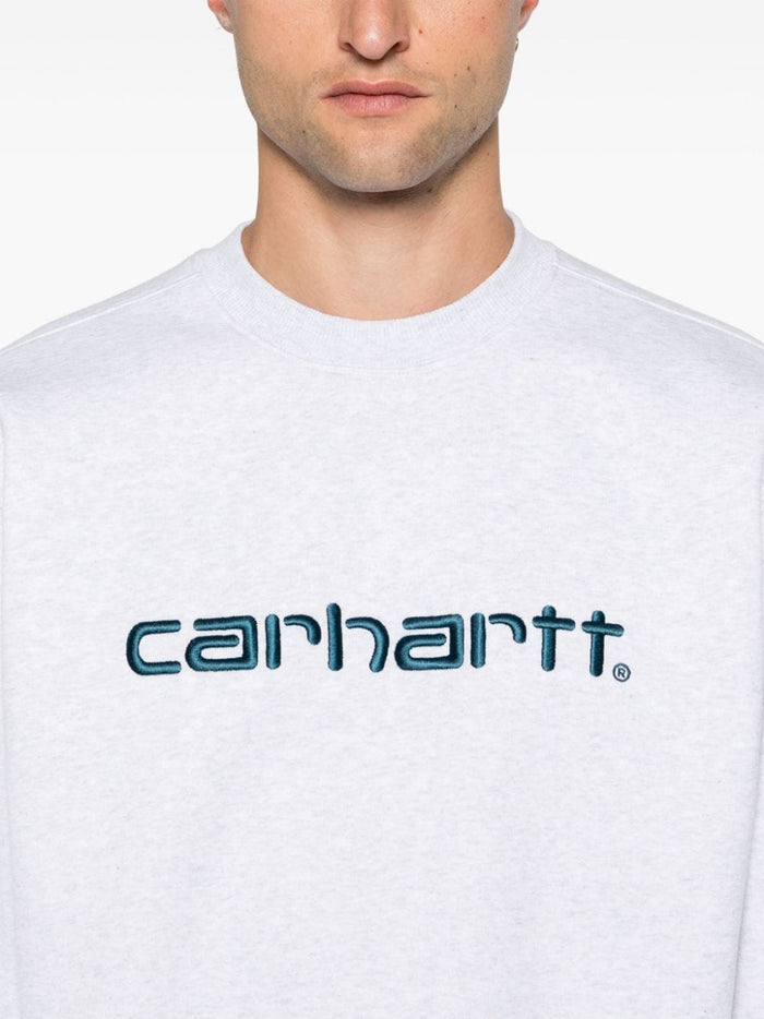 Carhartt Felpa Grigio Uomo Logo Ricamato 4