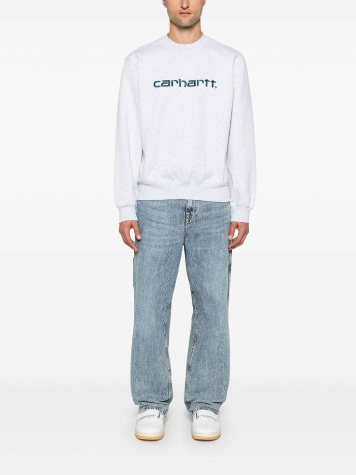 Carhartt Felpa Grigio Uomo Logo Ricamato 1