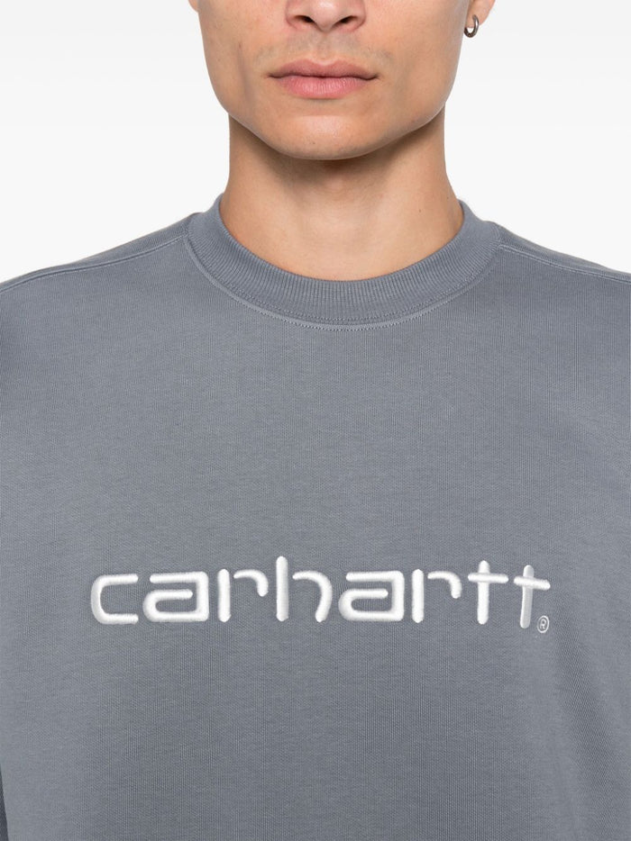 Carhartt Felpa Grigio Uomo Logo Ricamato 4