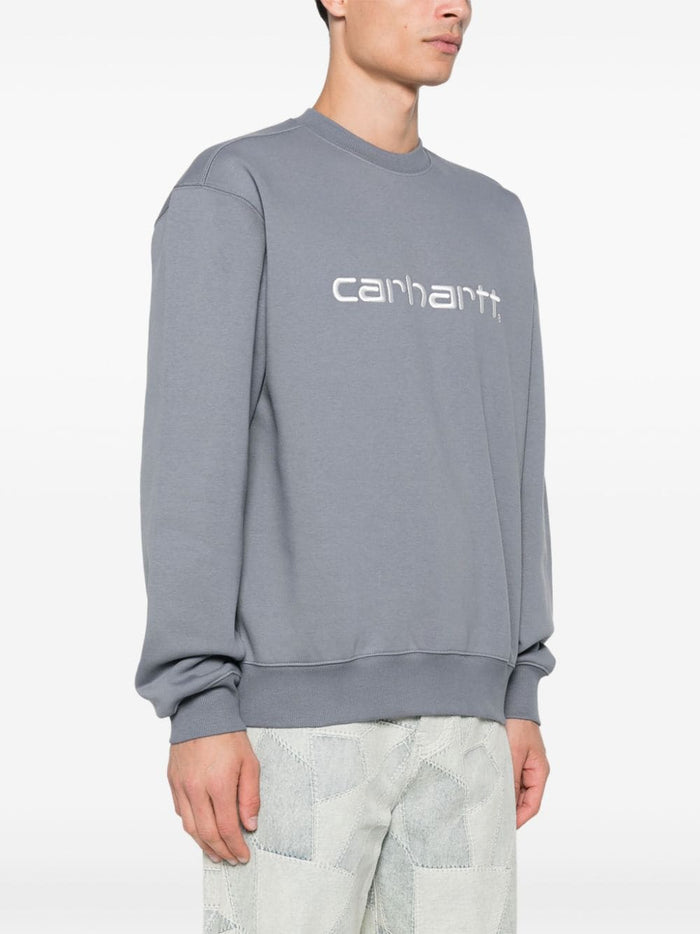 Carhartt Felpa Grigio Uomo Logo Ricamato 2