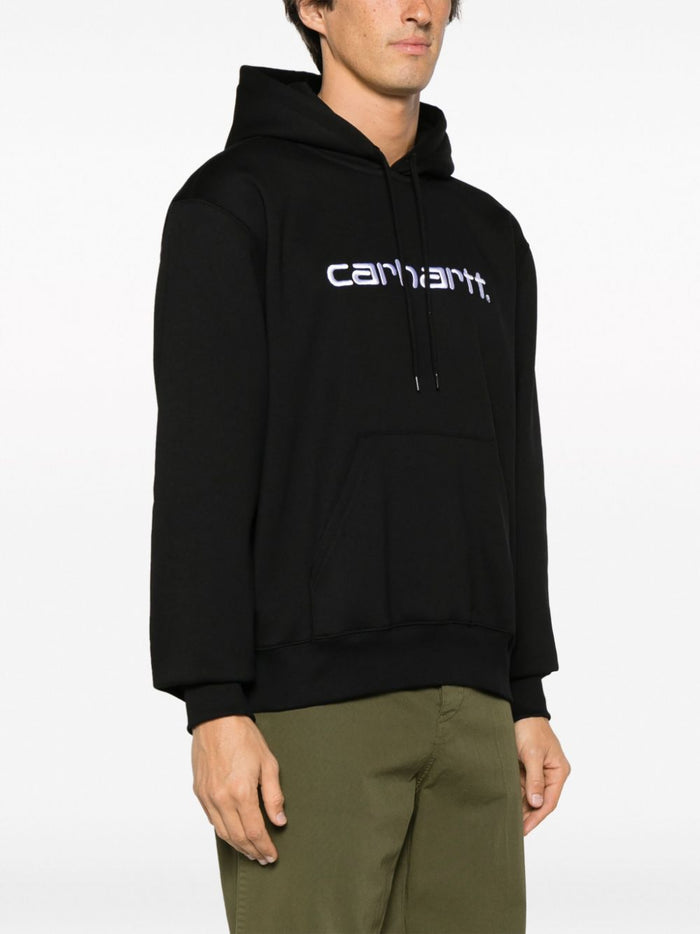 Carhartt Felpa Nero Uomo Cappuccio con Ricamo Logo 1