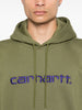 Carhartt Felpa Verde Uomo Cappuccio con Ricamo Logo 4