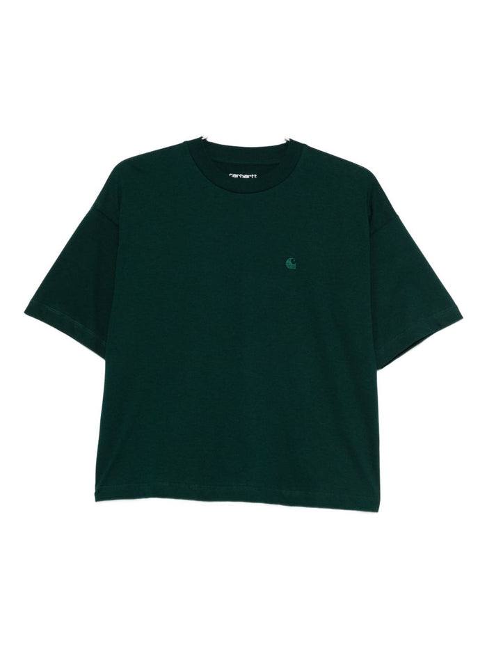 Carhartt Wip Donna T-shirt Verde Micro Logo C 1