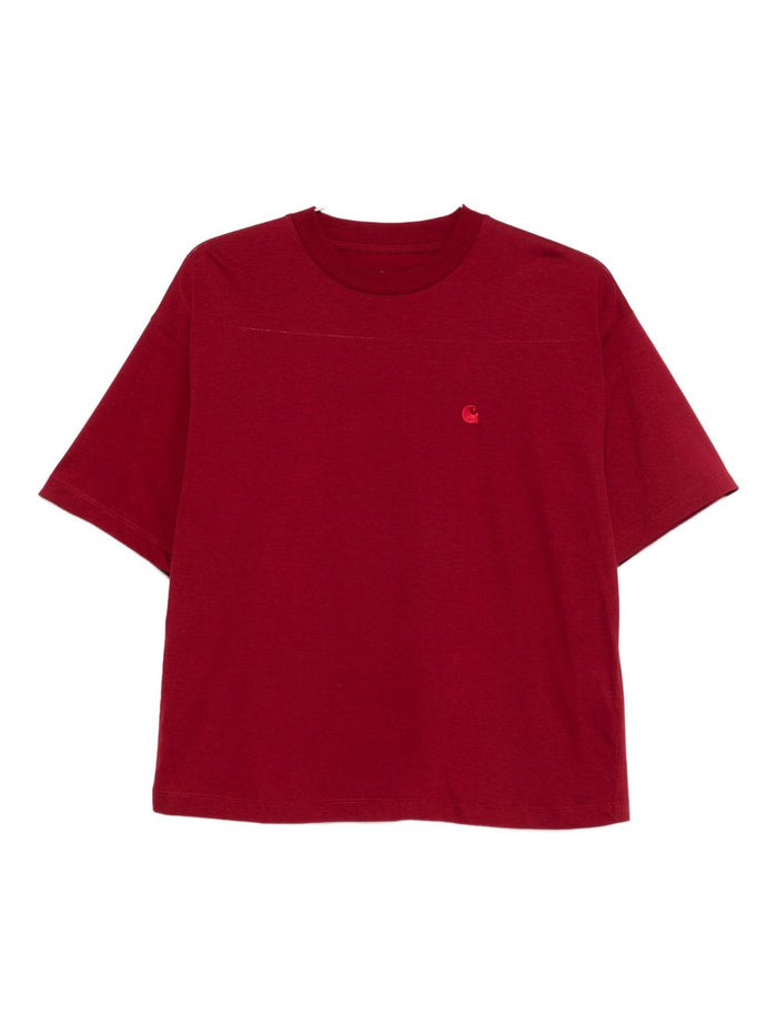 Carhartt Wip Donna T-shirt Rosso Micro Logo C 1