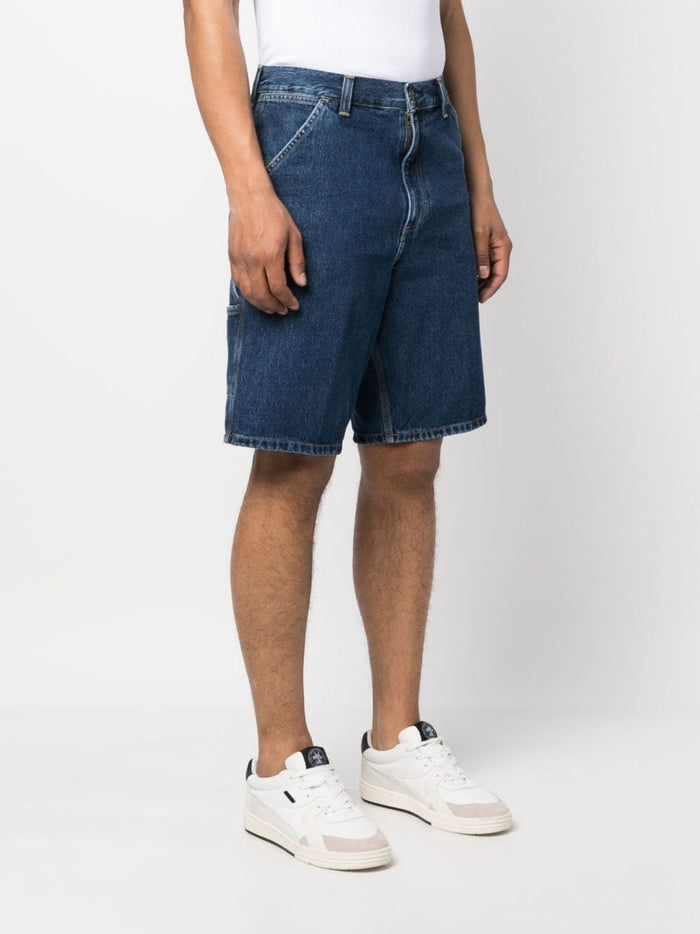 Carhartt Wip Uomo Bermuda Blu Single Knee Lavaggio Medio 1