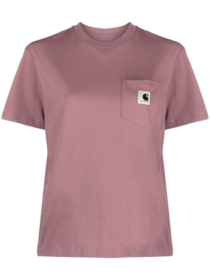 Carhartt Wip Donna T-shirt Rosa Tasca sul Petto 1