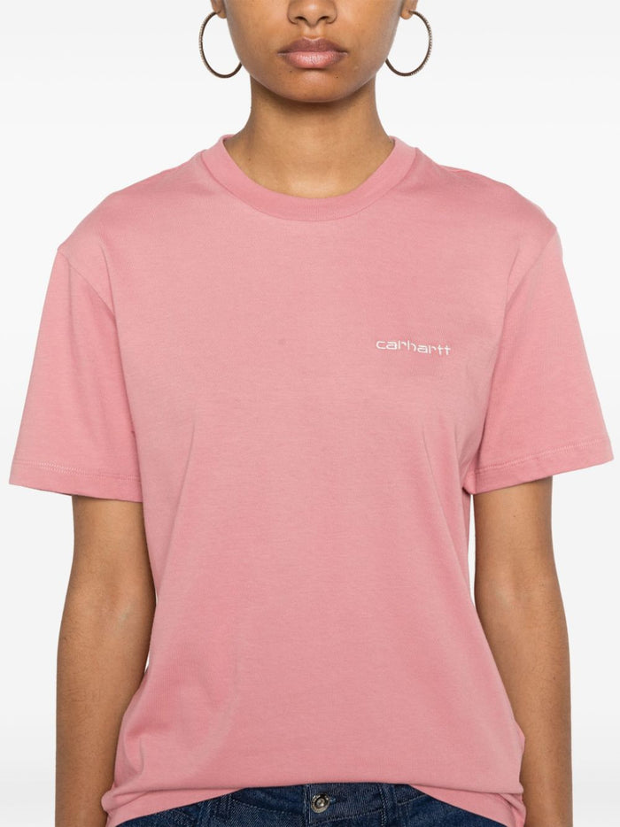 Carhartt T-shirt Rosa Donna Ricamo Logo 4