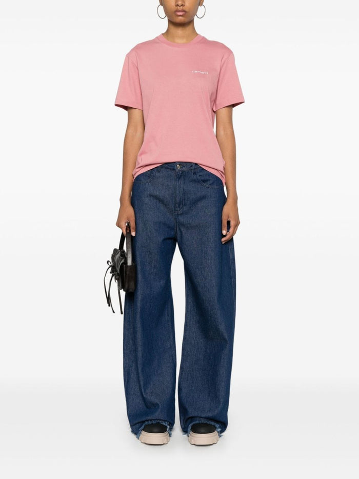 Carhartt WIP T-shirt Rosa Donna Ricamo Logo 1