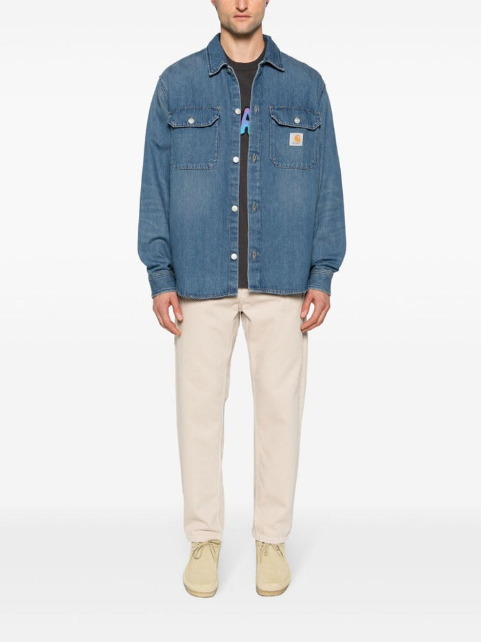 Carhartt Camicia Blu Uomo Denim Patch Logo 1