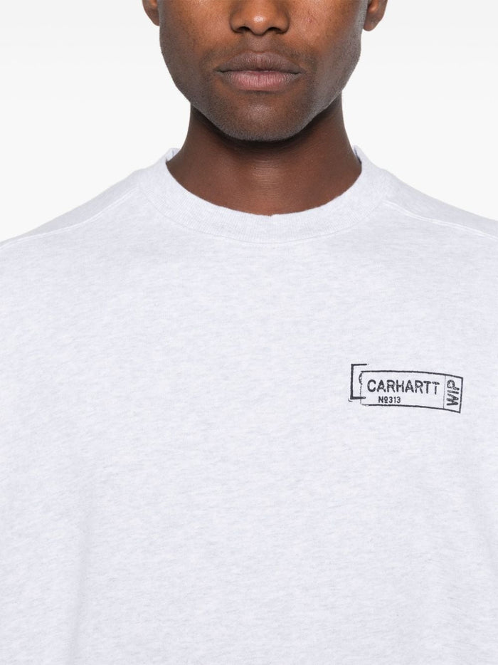 Carhartt Felpa Grigio Uomo Logo Stile Timbro 4