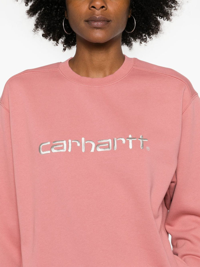 Carhartt WIP Felpa Rosa Donna Ricamo Logo 4