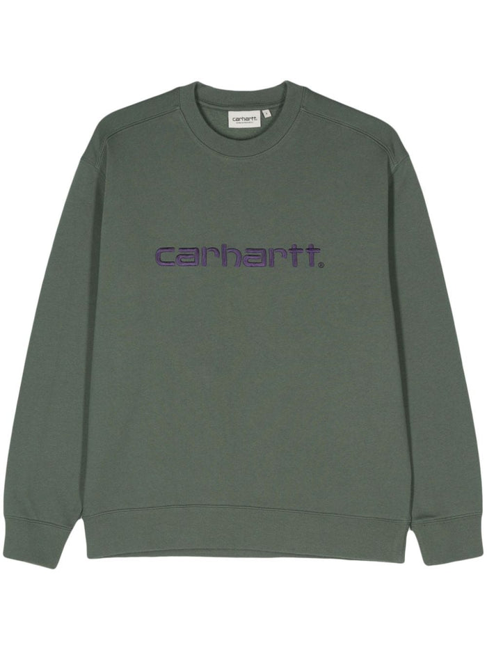 Carhartt Felpa Verde Donna Ricamo Logo 1