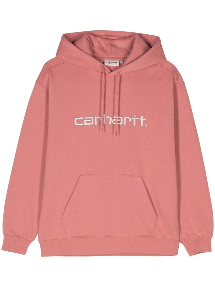 Carhartt WIP Felpa Rosa Donna Cappuccio Ricamo Logo 1